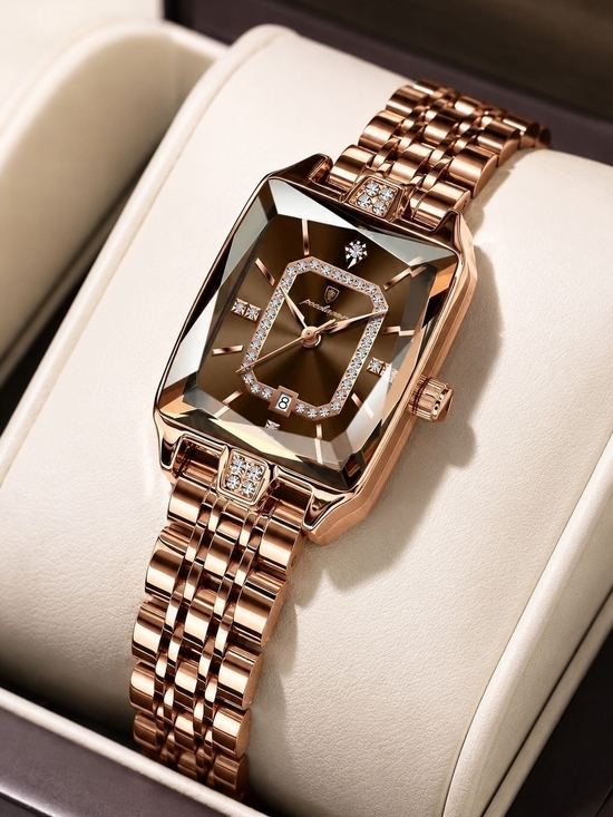 POEDAGAR Accessories - Rose Gold Women's Crystal-Accent Bracelet Watch